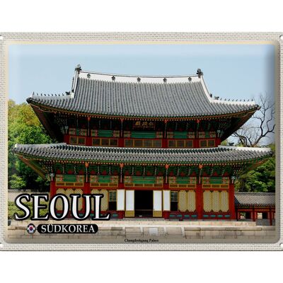 Cartel de chapa de viaje, 40x30cm, Seúl, Corea del Sur, Palacio Changdeokgung