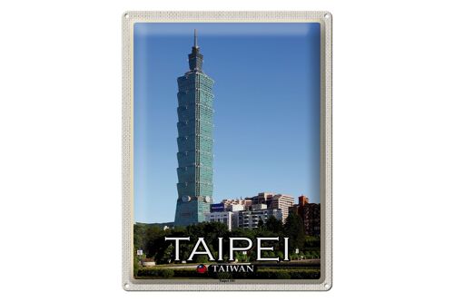 Blechschild Reise 30x40cm Taipei Taiwan Taipei 101 Wolkenkratzer