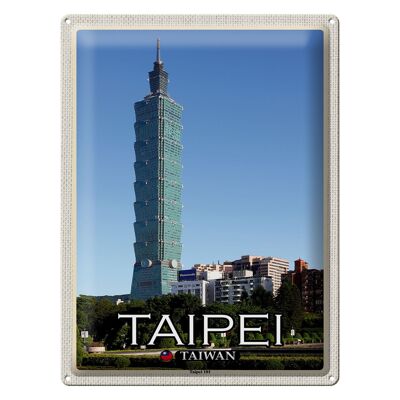 Cartel de chapa de viaje 30x40cm Taipei Taiwán Taipei 101 rascacielos