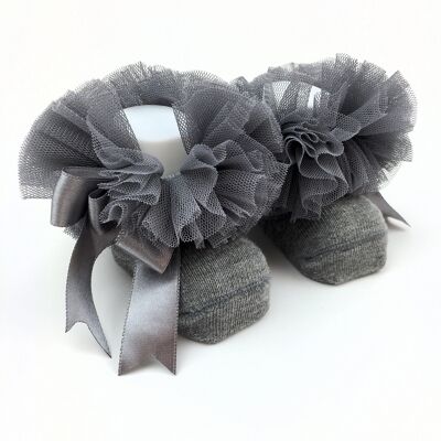 Girls ankle tutu socks-grey