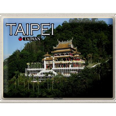 Cartel de chapa de viaje, 40x30cm, Taipei, Taiwán, templo Zhinan