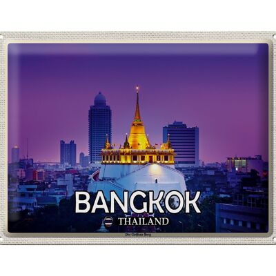 Targa in metallo da viaggio 40x30 cm Bangkok Tailandia Il Tempio della Montagna d'Oro