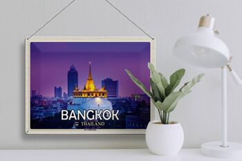 Panneau de voyage en étain, 40x30cm, Bangkok, thaïlande, le Temple de la montagne dorée 3