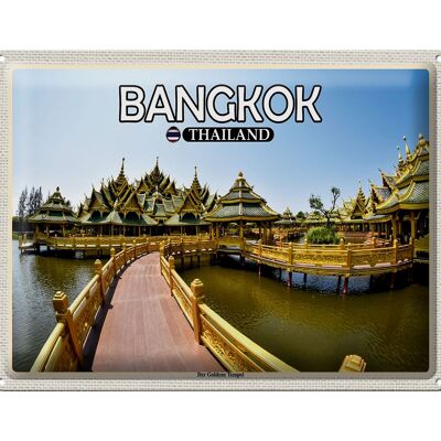 Targa in metallo da viaggio 40x30 cm Bangkok Tailandia Il Tempio d'Oro