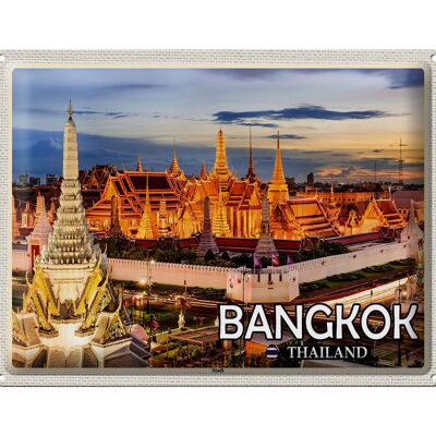 Targa in metallo da viaggio 40x30 cm Bangkok Tailandia Tempio Tramonto