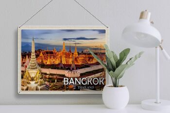 Panneau de voyage en étain, 40x30cm, Bangkok, Thaïlande, Temple, coucher de soleil 3