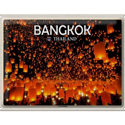 Blechschild Reise 40x30cm Bangkok Thailand Loy Krathong Lichterfest