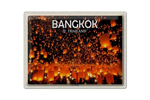 Blechschild Reise 40x30cm Bangkok Thailand Loy Krathong Lichterfest