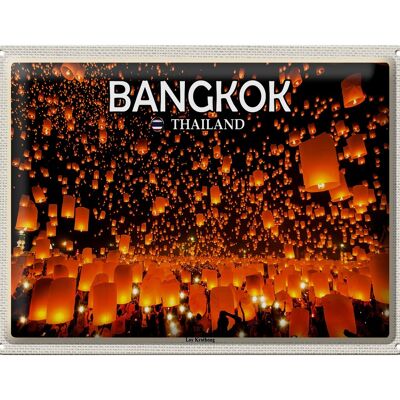 Cartel de chapa de viaje, 40x30cm, Bangkok, Tailandia, Festival de las Luces Loy Krathong