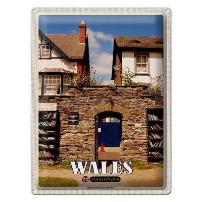 Cartel de chapa viaje 30x40cm Gales ciudad del libro Hay-On-Wye