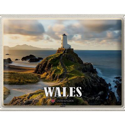 Blechschild Reise 40x30cm Wales United Kingdom Anglesey Insel Meer
