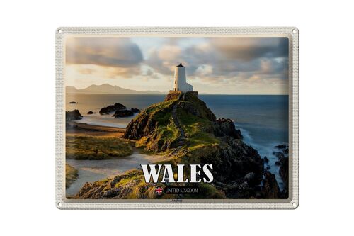 Blechschild Reise 40x30cm Wales United Kingdom Anglesey Insel Meer