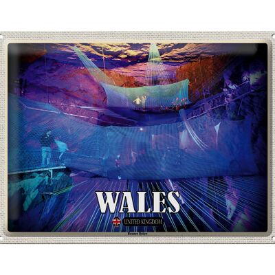 Blechschild Reise 40x30cm Wales United Kingdom Bounce Below