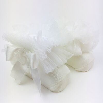 Girls ankle tutu socks-ivory