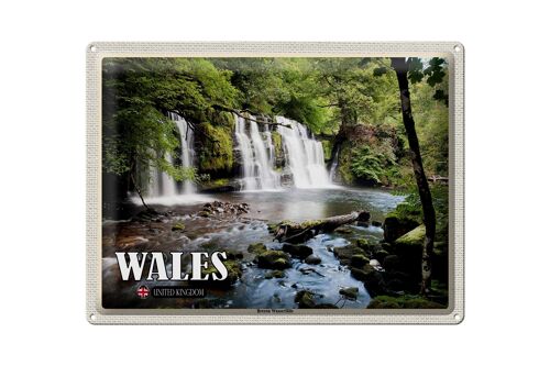 Blechschild Reise 40x30cm Wales United Kingdom Brecon Wasserfälle
