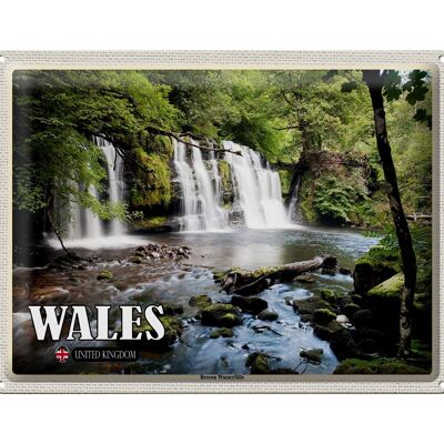 Tin sign travel 40x30cm Wales United Kingdom Brecon Falls