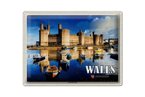 Blechschild Reise 40x30cm Wales United Kingdom Caernarfon Castle