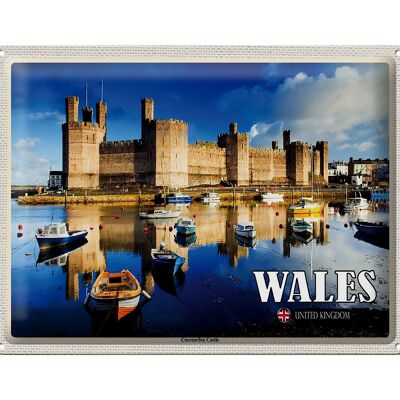 Blechschild Reise 40x30cm Wales United Kingdom Caernarfon Castle