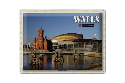 Blechschild Reise 40x30cm Wales United Kingdom Hauptstadt Cardiff