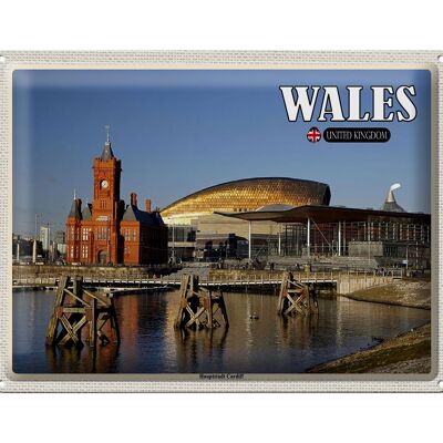 Blechschild Reise 40x30cm Wales United Kingdom Hauptstadt Cardiff