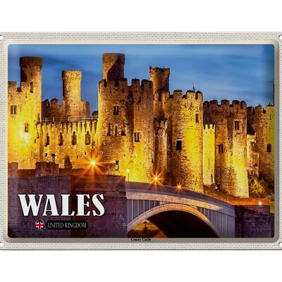 Blechschild Reise 40x30cm Wales United Kingdom Conwy Castle Burg