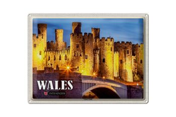 Panneau de voyage en étain, 40x30cm, pays de galles, royaume-uni, château de Conwy 1