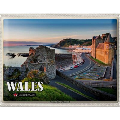 Blechschild Reise 40x30cm Wales United Kingdom Mystische Ruine