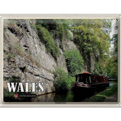 Blechschild Reise 40x30cm Wales United Kingdom Llangollen Kanal