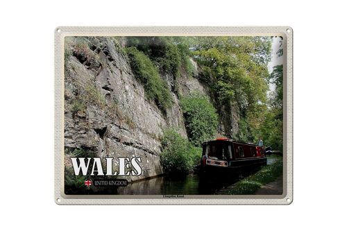 Blechschild Reise 40x30cm Wales United Kingdom Llangollen Kanal