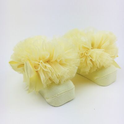 Girls ankle tutu socks-lemon