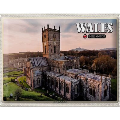 Cartel de chapa Travel 40x30cm Gales Reino Unido St. catedral de david