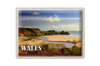 Panneau de voyage en étain, 40x30cm, pays de Galles, Three Cliffs Bay Bay 1