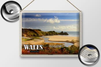 Panneau de voyage en étain, 40x30cm, pays de Galles, Three Cliffs Bay Bay 2