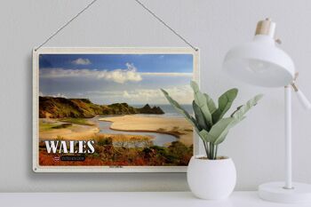 Panneau de voyage en étain, 40x30cm, pays de Galles, Three Cliffs Bay Bay 3