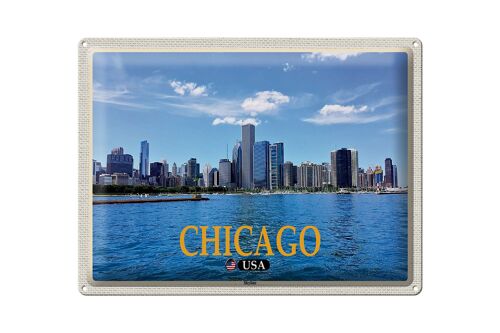 Blechschild Reise 40x30cm Chicago USA Skyline Hochhäuser