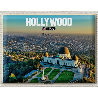 Targa in metallo da viaggio 40x30 cm Hollywood USA Osservatorio Griffith