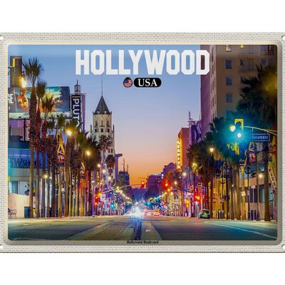 Cartel de chapa de viaje 40x30cm Hollywood USA Hollywood Boulevard