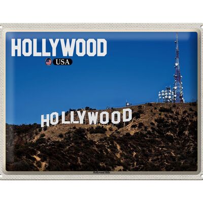 Targa in metallo da viaggio 40x30 cm Hollywood USA Hollywood Hills