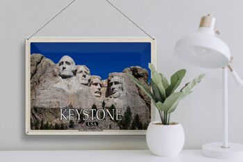 Panneau de voyage en étain, 40x30cm, Keystone USA, mémorial du mont Rushmore 3