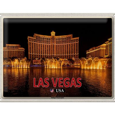 Blechschild Reise 40x30cm Las Vegas USA Bellagio Wasserspiele