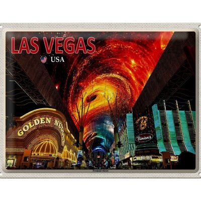 Targa in metallo da viaggio 40x30 cm Las Vegas USA Fremont Street Casinos