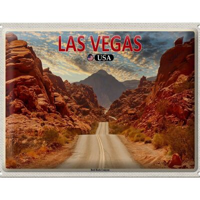 Targa in metallo da viaggio 40x30 cm Las Vegas USA Red Rock Canyon