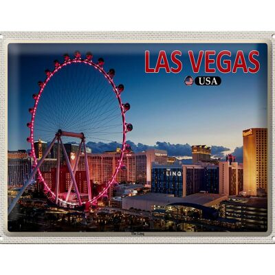 Cartel de chapa Travel 40x30cm Las Vegas EE. UU. La noria Linq