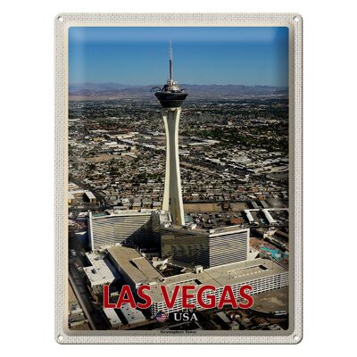 Targa in metallo da viaggio 30x40 cm Las Vegas USA Stratosphere Tower