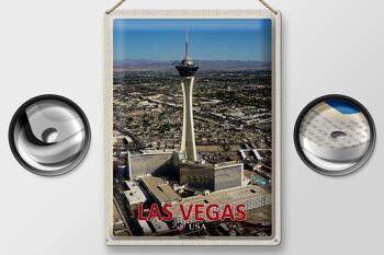 Signe en étain voyage 30x40cm, tour stratosphère de Las Vegas USA 2