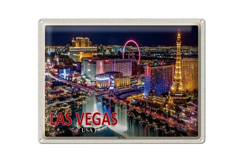 Blechschild Reise 40x30cm Las Vegas USA The Strip Casinos Hotel