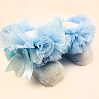 Girls ankle tutu socks-sky