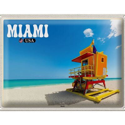 Targa in metallo da viaggio 40x30 cm Miami USA Beach Sea Vacation