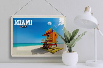 Signe en étain voyage 40x30cm, Miami USA plage vacances en mer 3