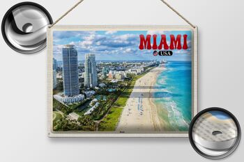 Signe en étain voyage 40x30cm, Miami USA plage gratte-ciel vacances en mer 2